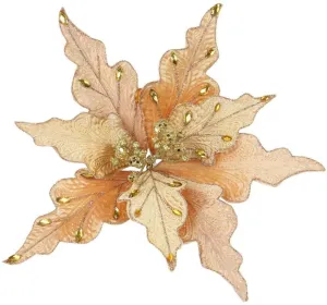 12" Gold Poinsettia Clip-On Ornament