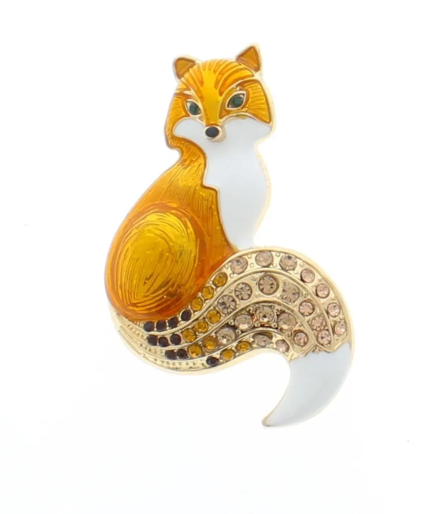 14mm x 2mm Gemstone Fox Enamel Pin, each