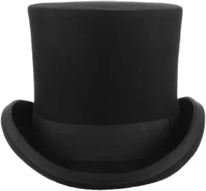 17Cm Wool Felt High Top Hat Topper Derby Hat for Women Men Party Dress Costume Cap Black XL(61cm)