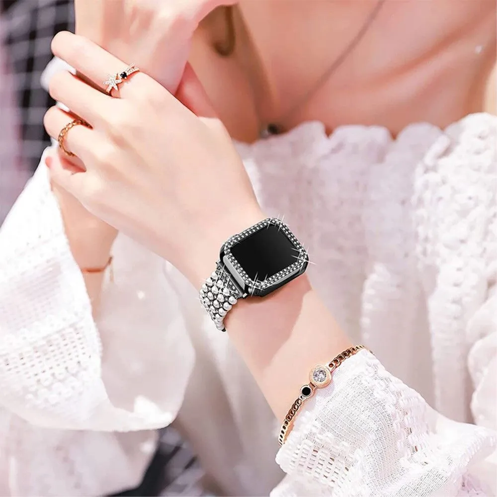 Apple Watch Series 3/2/1 38mm rhinestone faux pearl   elegant cover - Black