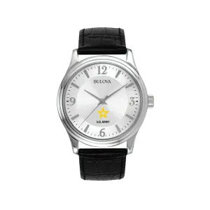 Army Star Men's Bulova Black Leather Strap Watch (Black)*