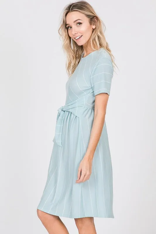 Azaleah Tie Midi Dress in Sky Blue
