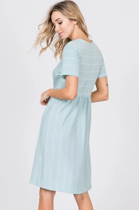 Azaleah Tie Midi Dress in Sky Blue