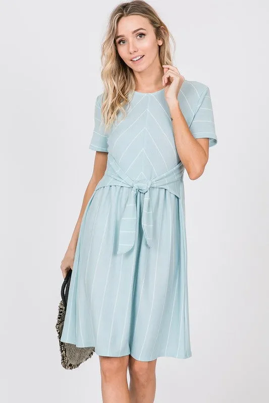 Azaleah Tie Midi Dress in Sky Blue