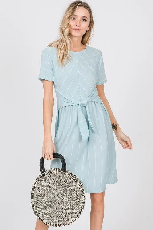 Azaleah Tie Midi Dress in Sky Blue
