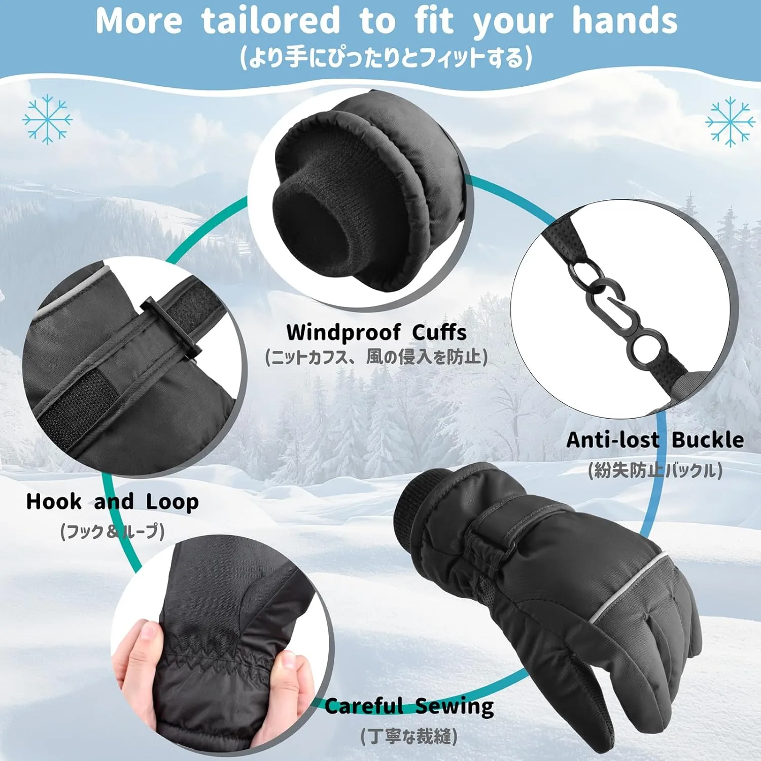 Azarxis Kids Snow Ski Gloves, Children Winter Waterproof Windproof Warm Touchscreen Snowboard Gloves for Boys & Girls
