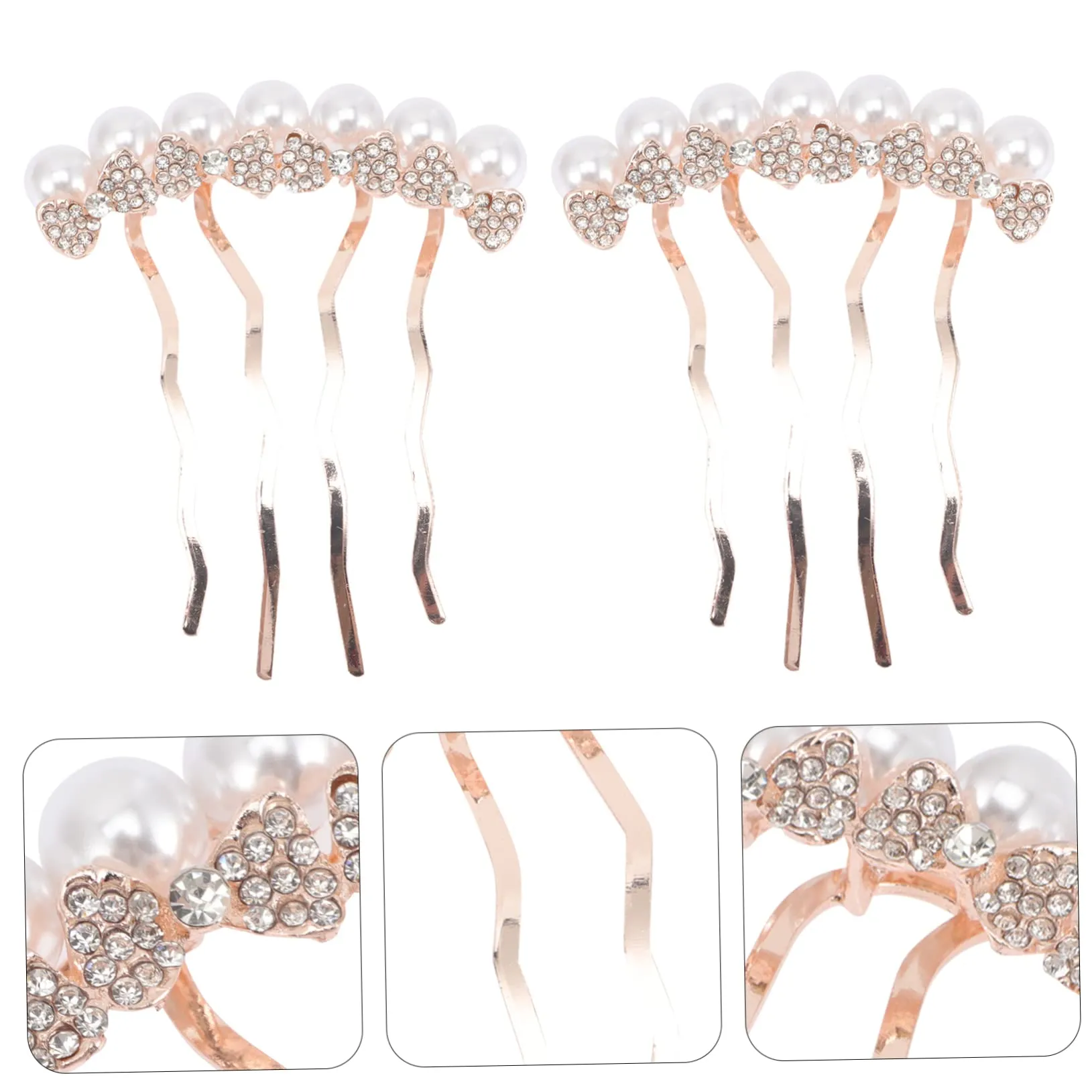 Beaupretty 2pcs Pearl Comb Crystal Hair Comb Bride Pearl Comb Diamond Hair Comb Pearl hair accessories Hair Combs for Women