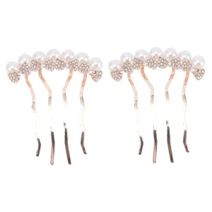 Beaupretty 2pcs Pearl Comb Crystal Hair Comb Bride Pearl Comb Diamond Hair Comb Pearl hair accessories Hair Combs for Women