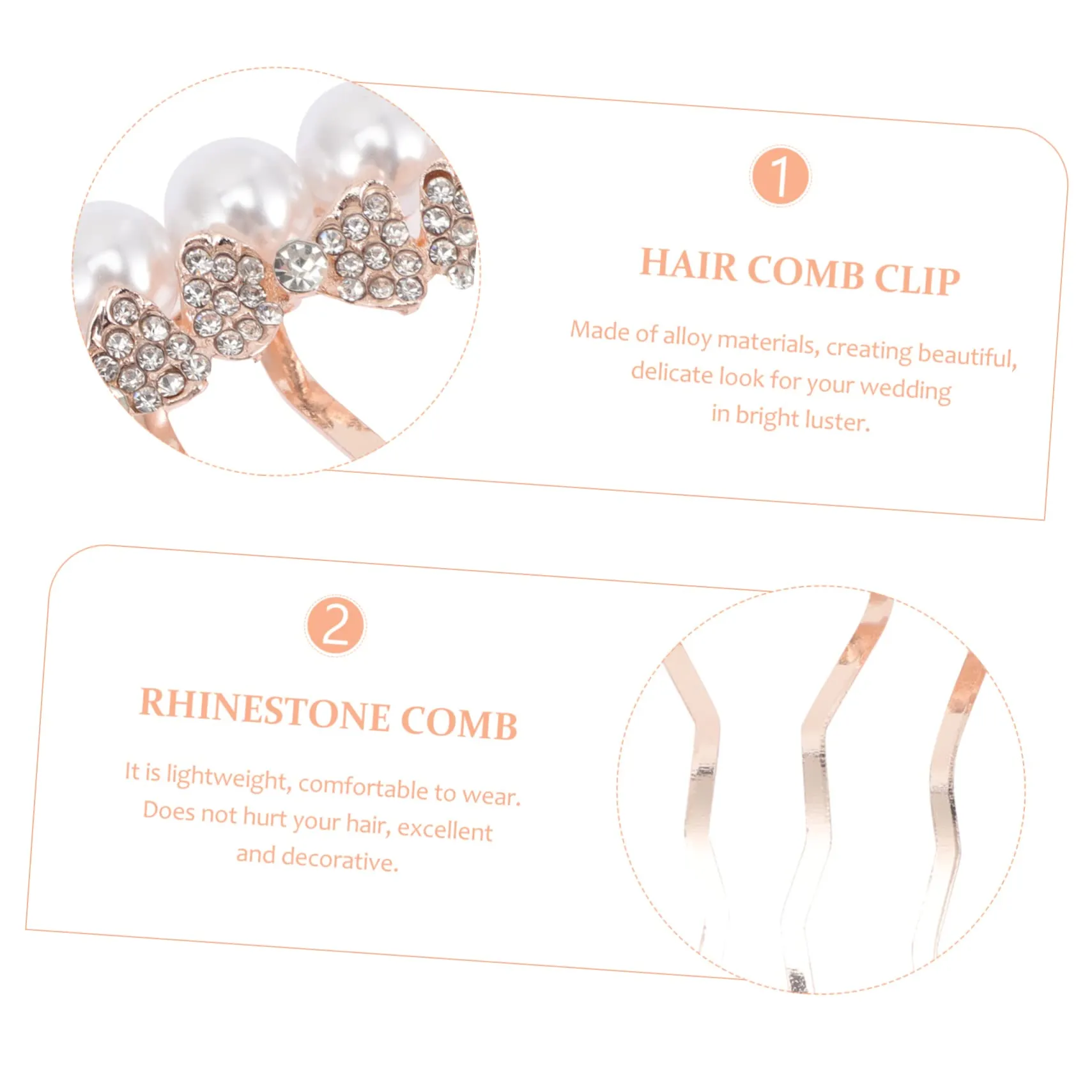Beaupretty 2pcs Pearl Comb Crystal Hair Comb Bride Pearl Comb Diamond Hair Comb Pearl hair accessories Hair Combs for Women
