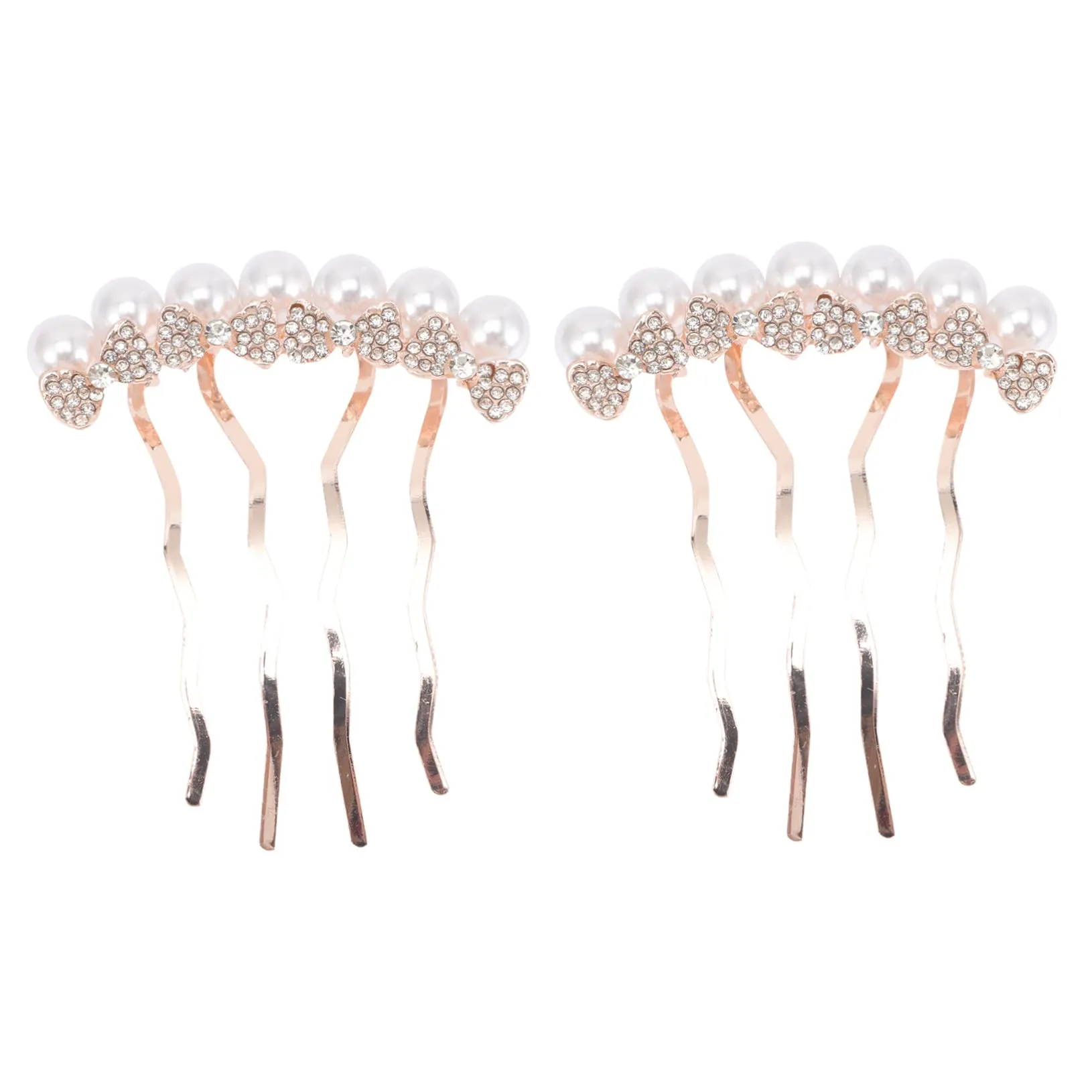 Beaupretty 2pcs Pearl Comb Crystal Hair Comb Bride Pearl Comb Diamond Hair Comb Pearl hair accessories Hair Combs for Women