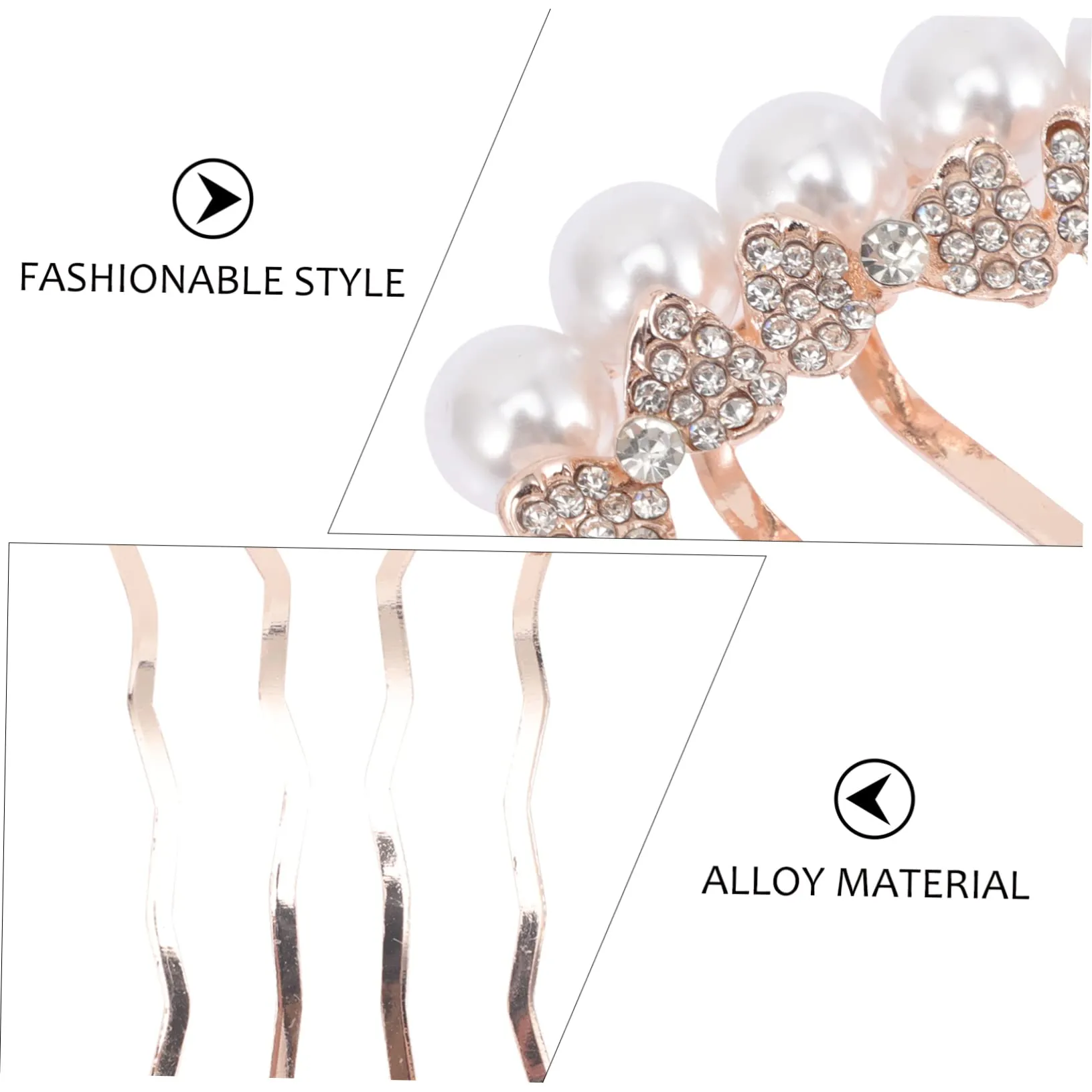 Beaupretty 2pcs Pearl Comb Crystal Hair Comb Bride Pearl Comb Diamond Hair Comb Pearl hair accessories Hair Combs for Women