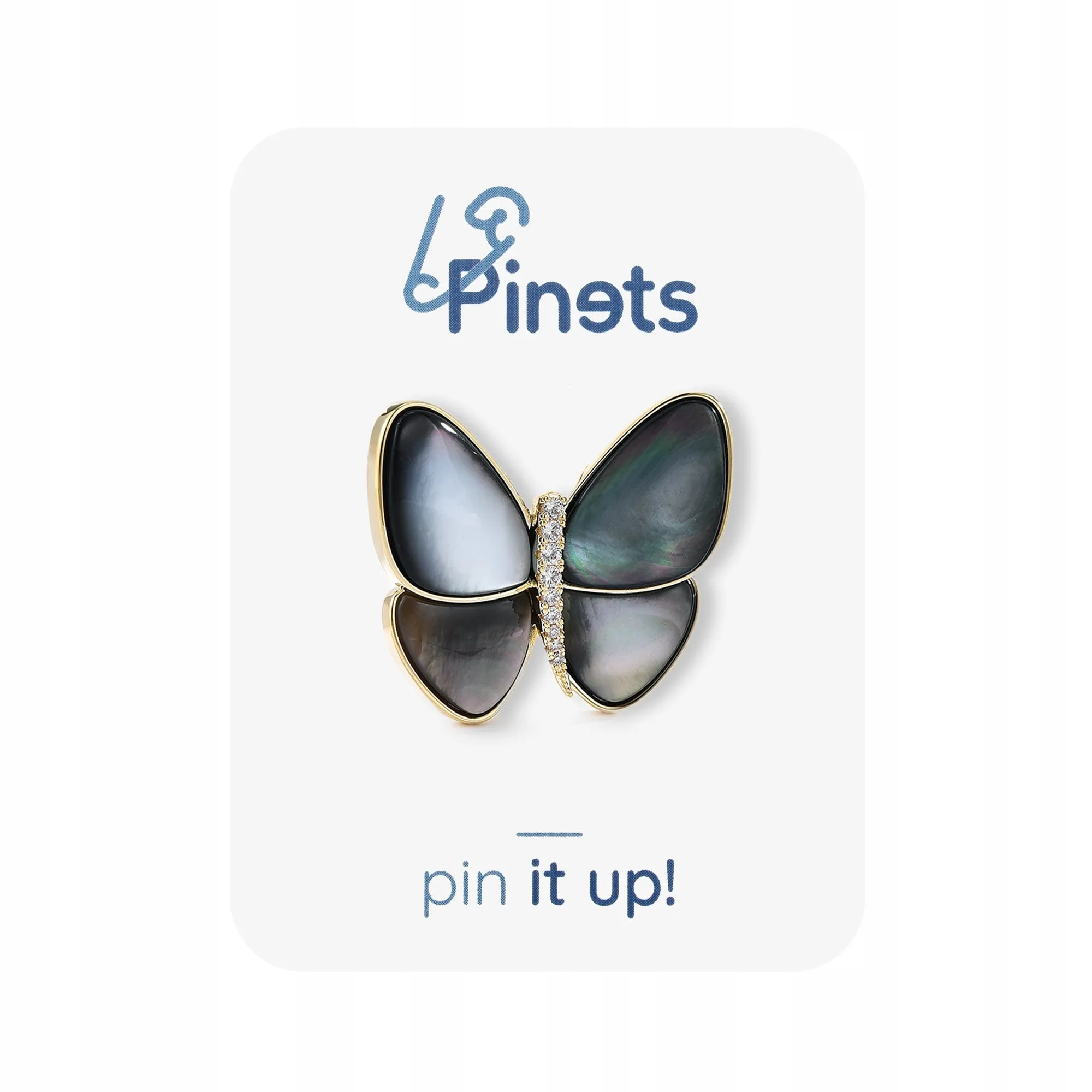 Beautiful butterfly filled with nacre - 14K gold-plated brooch