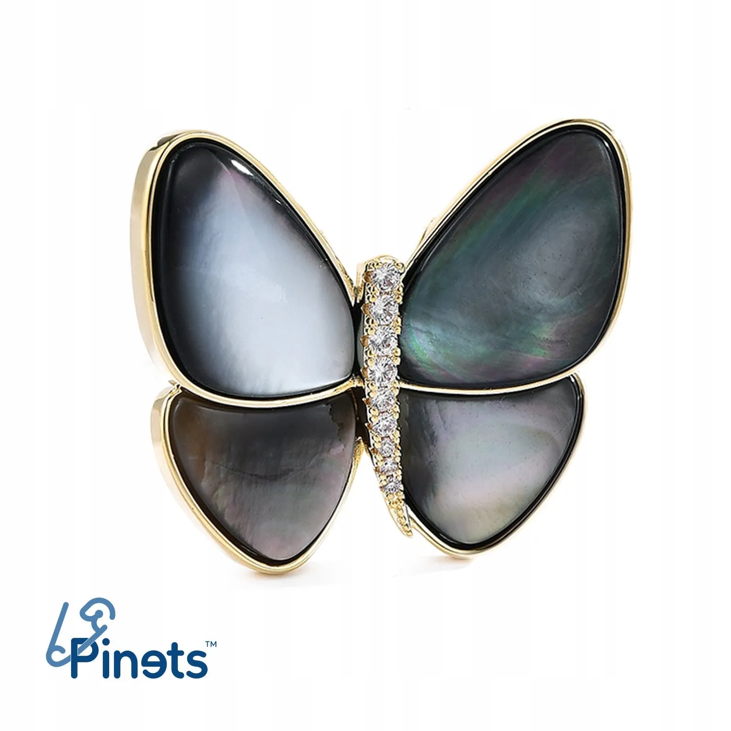 Beautiful butterfly filled with nacre - 14K gold-plated brooch