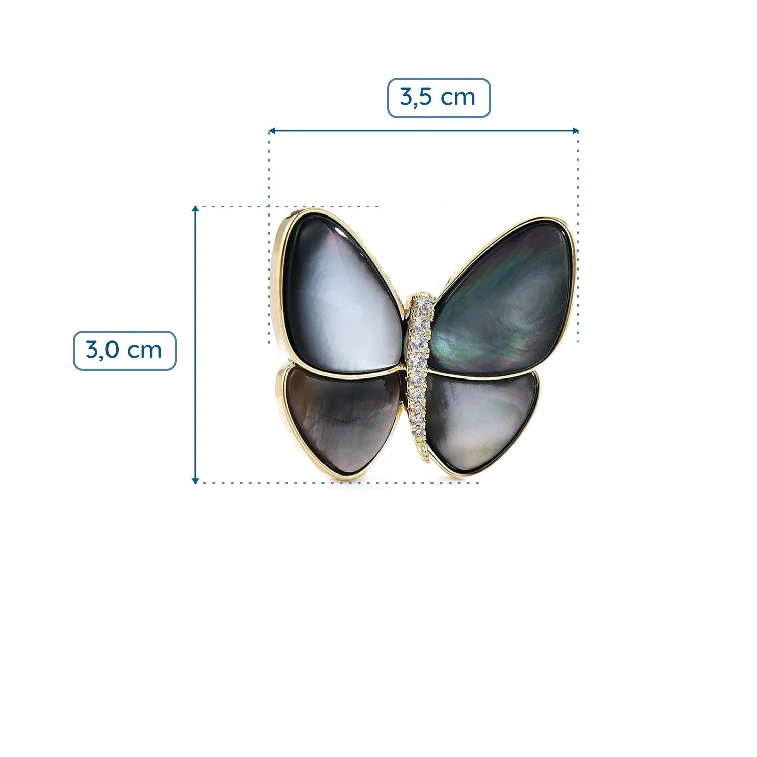 Beautiful butterfly filled with nacre - 14K gold-plated brooch