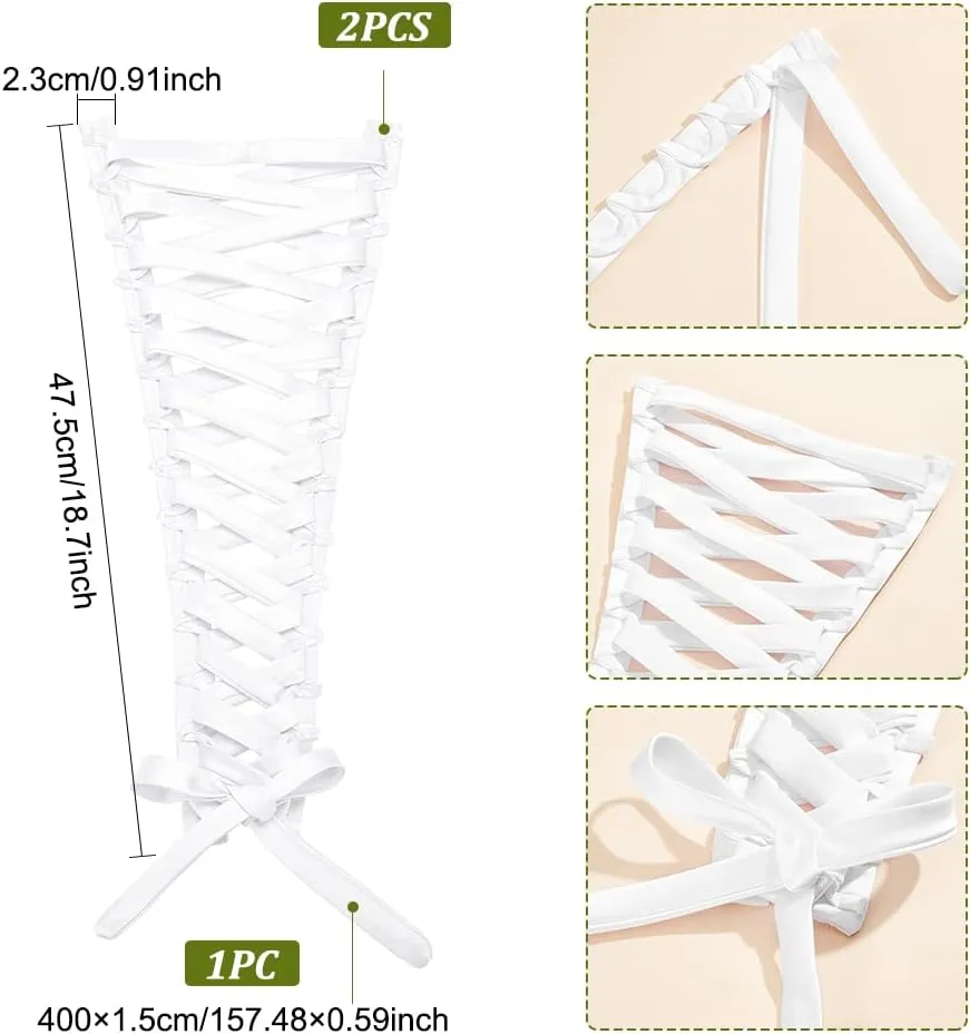 BENECREAT Adjustable Satin Corset Back Kit - Wedding Dress Zipper Replacement - White Lace-up Back Kit for Formal Prom Dress