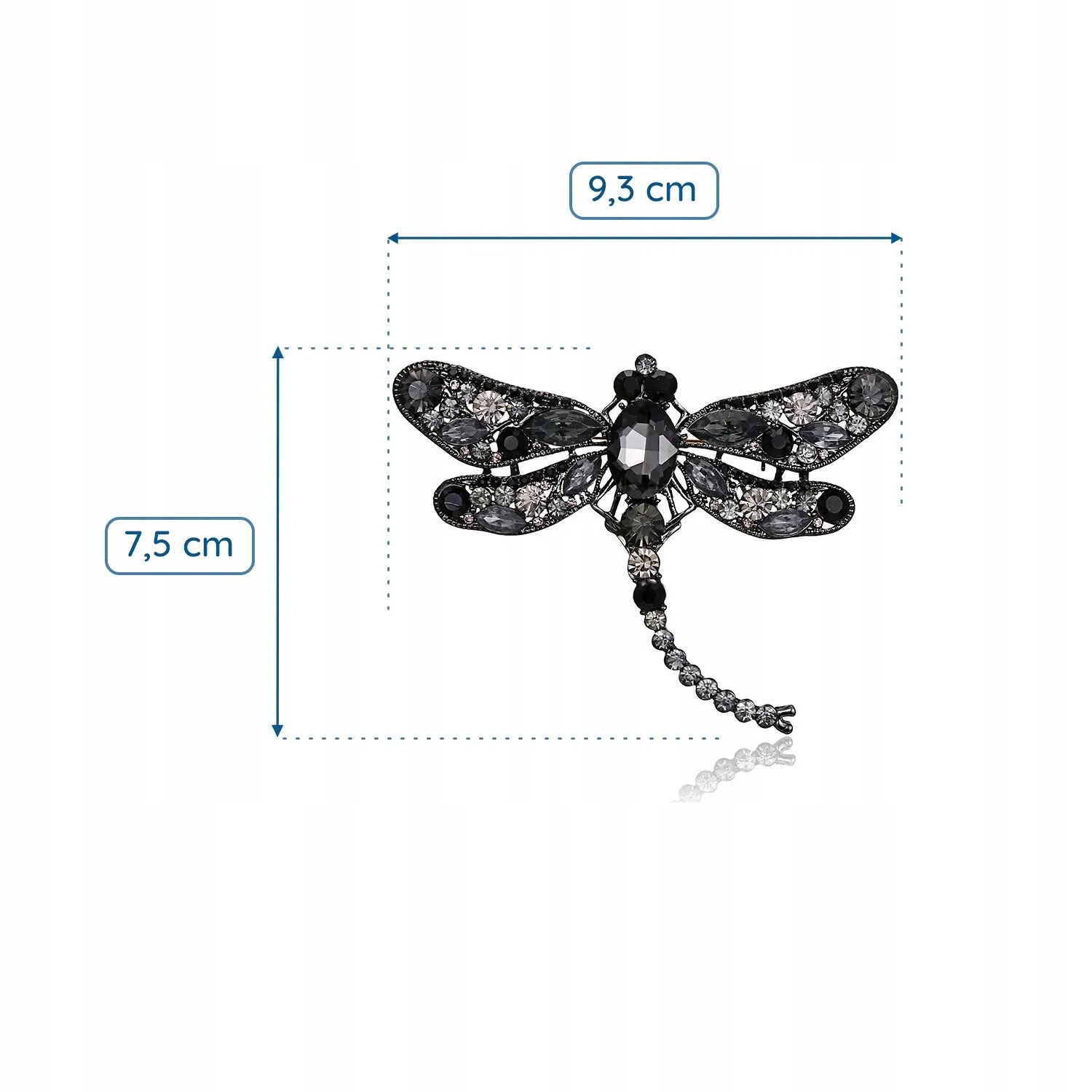 Black dragonfly with zircons brooch