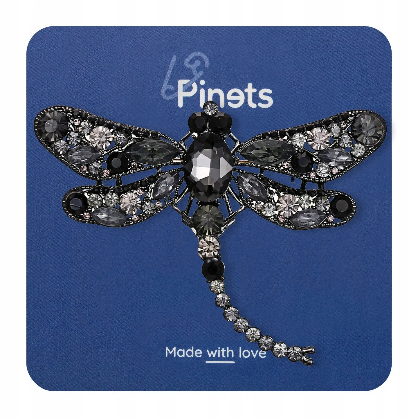 Black dragonfly with zircons brooch