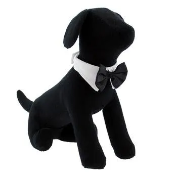 Black Satin Bow Tie with White Cotton Collar