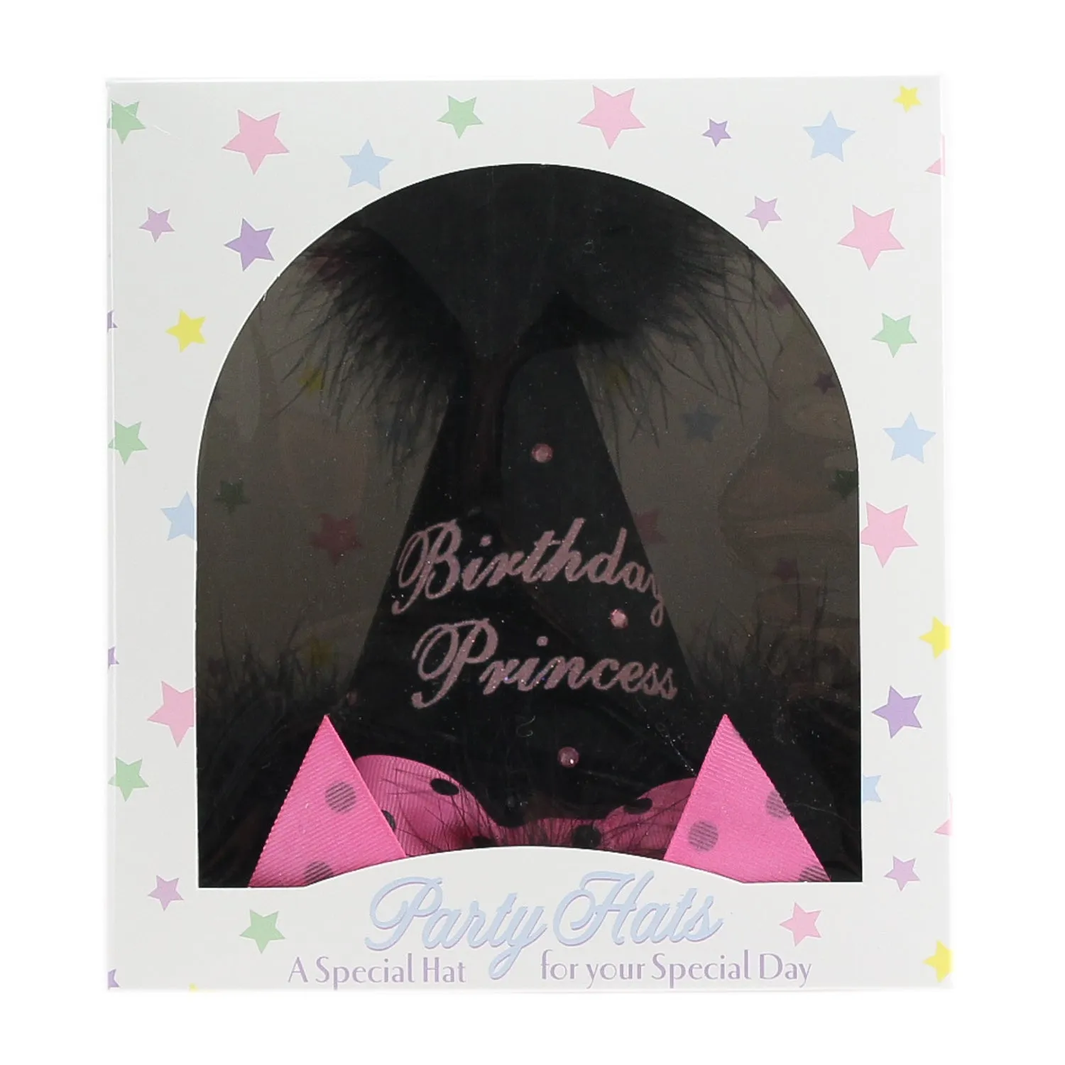 Black with Pink Polka Dot Bow Birthday Princess Party Hat