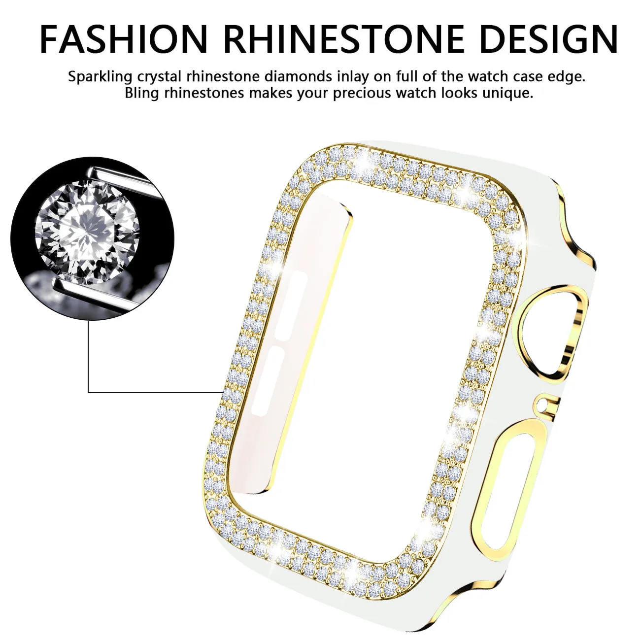 Bling Bumper Case for Apple Watch-White