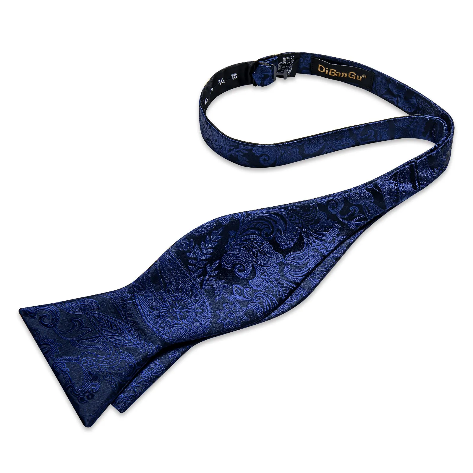 Blue Floral Self-Bowtie Pocket Square Cufflinks Set