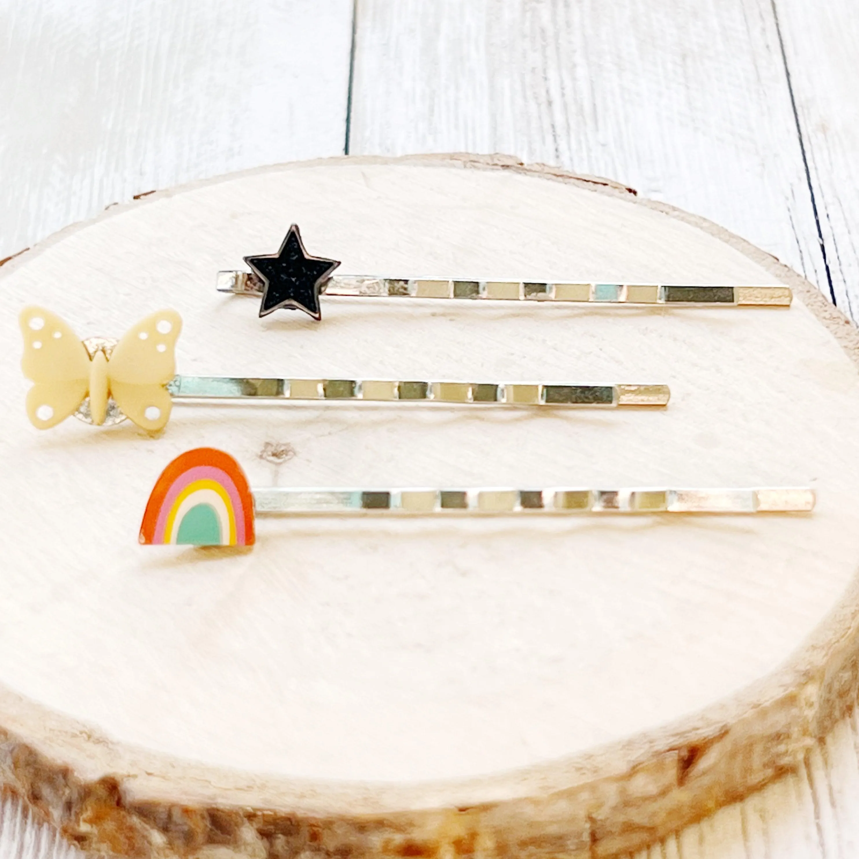 Butterfly, Star & Rainbow Hair Pins - Whimsical and Colorful Hair Accessories