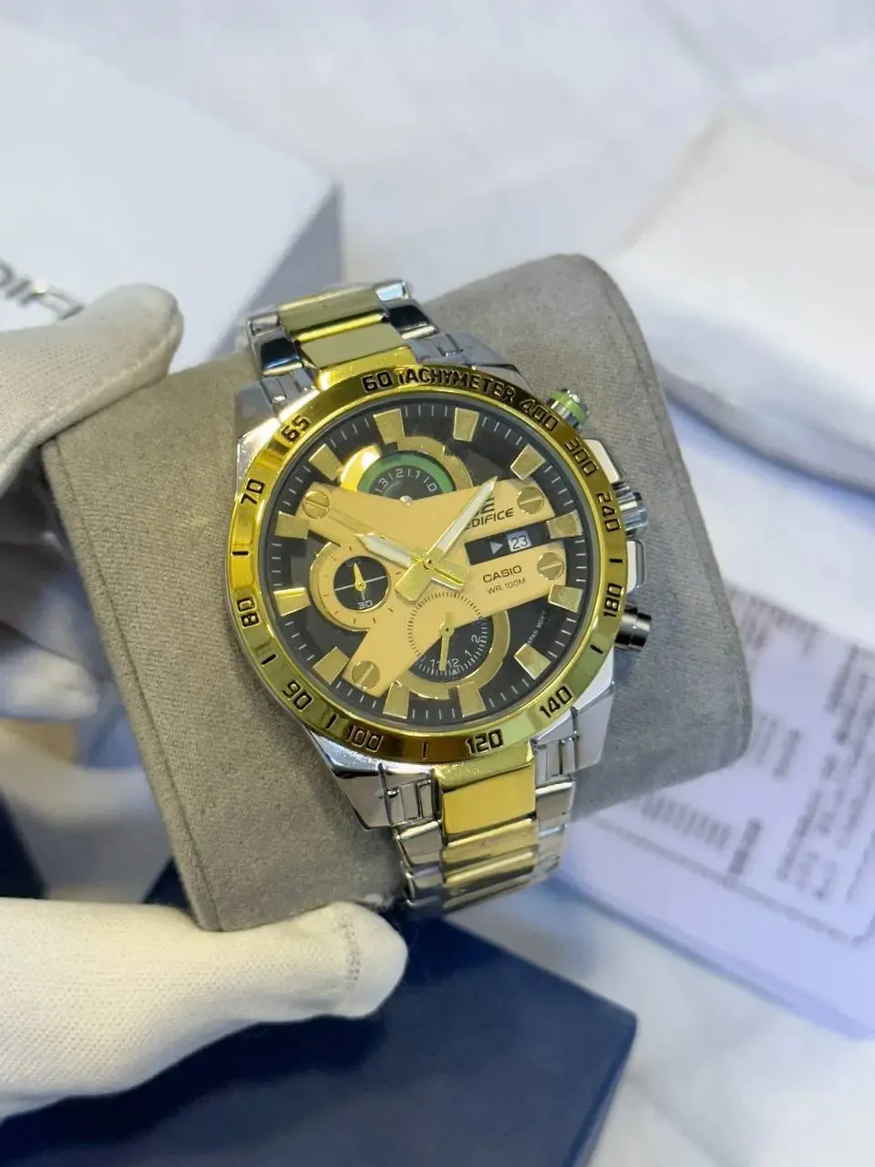 Casio Edifice Watch EFR Quartz with Chronograph & Stainless Steel Chain