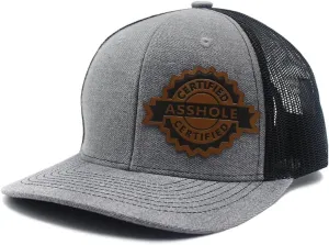 Certified Asshole Leather Patch Hat Adjustable Baseball Caps Trucker Hats Unisex Hats for Women Men