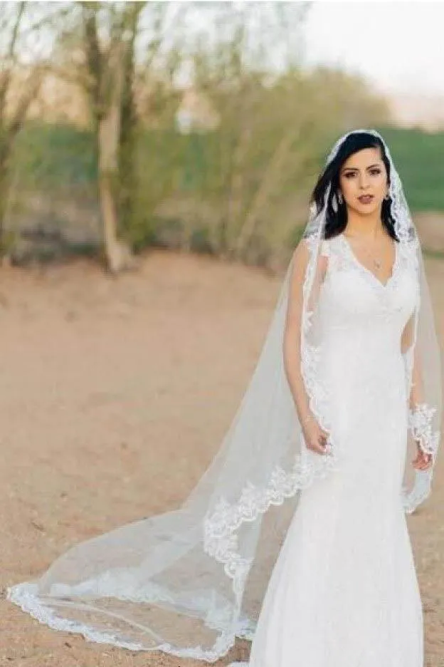 Charming 3Meters Long Tulle With Applique Wedding Veils