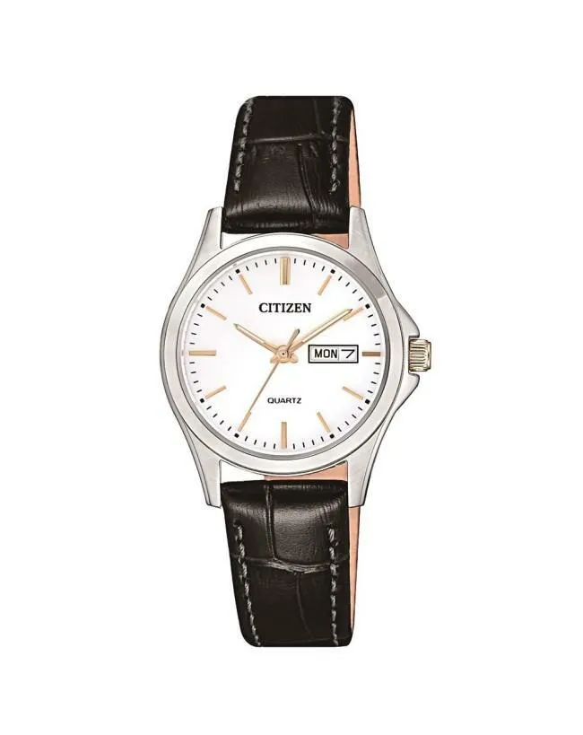 Citizen Dress Black Leather Band Womens Watch EQ0599-11A