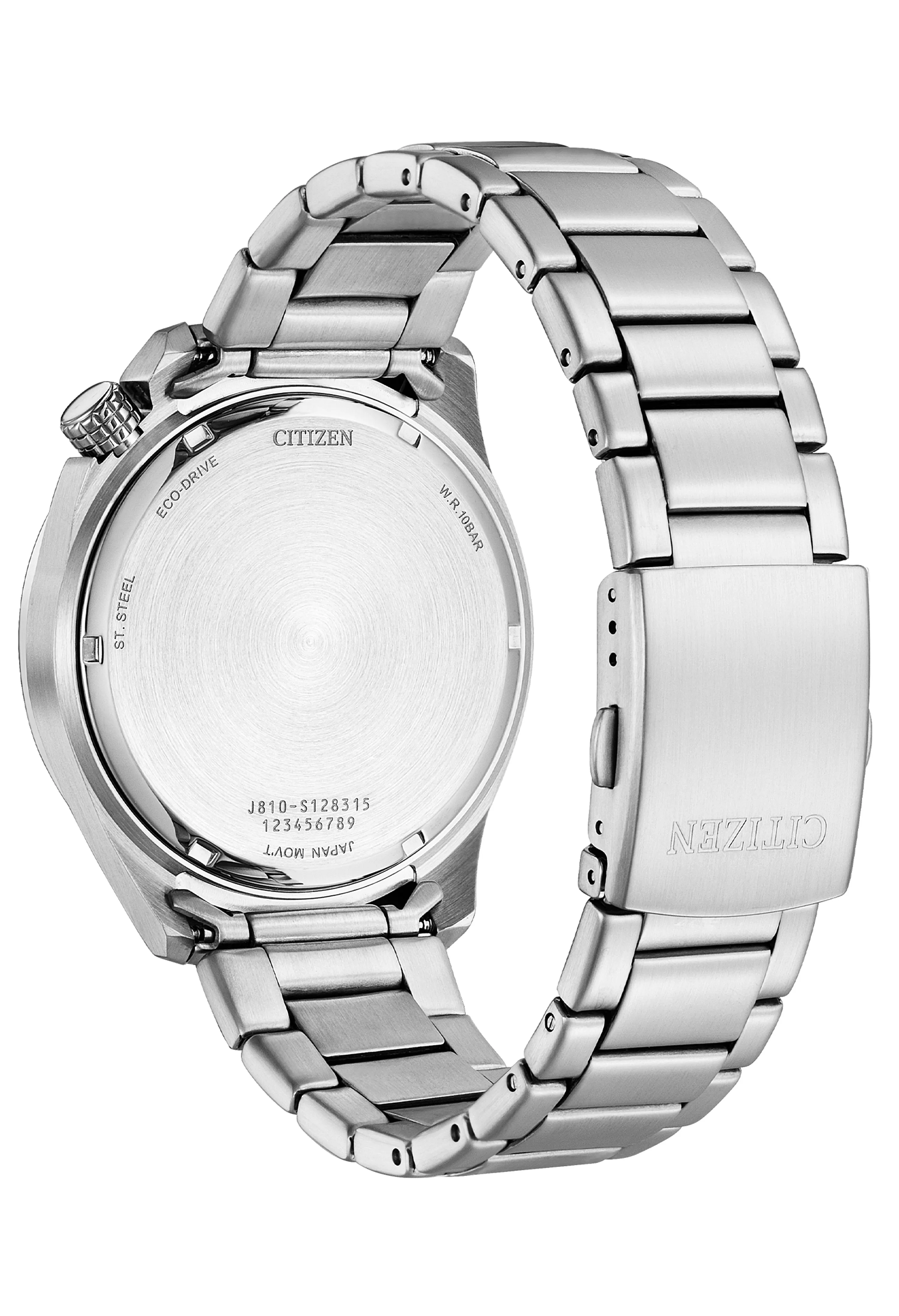 Citizen Gents Stainless Steel Eco-Drive Black Dial Bracelet Strap Watch