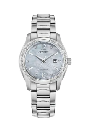 Citizen Ladies Stainless Steel Silhouette MOP Crystal Dial/ Bezel Bracelet Watch
