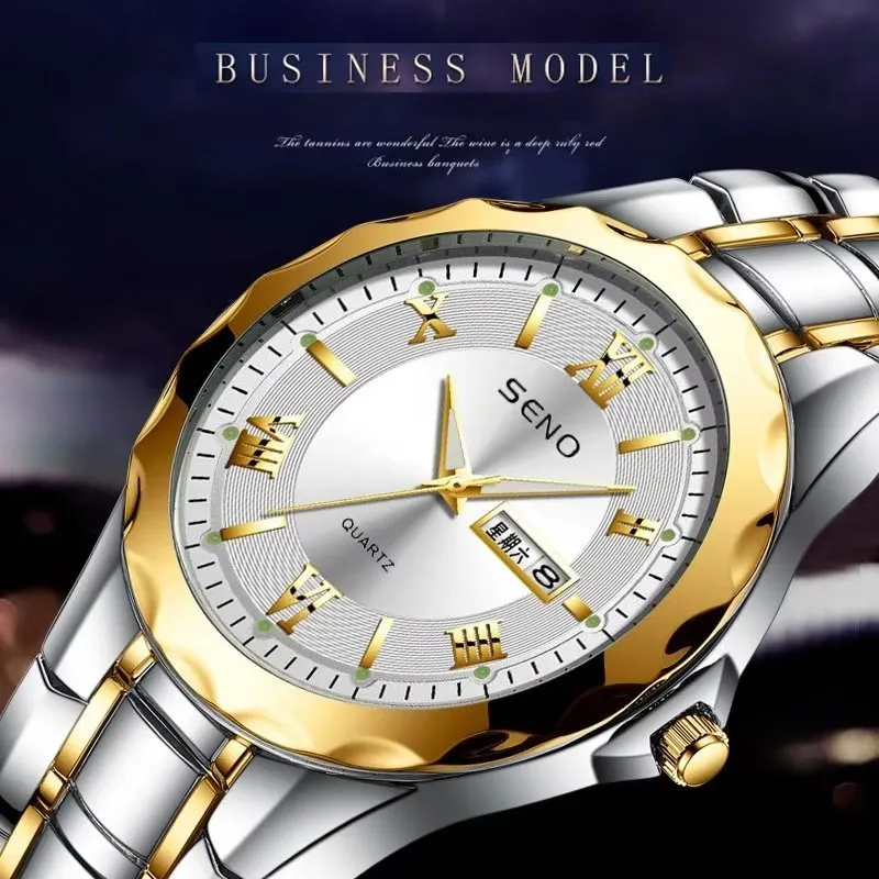 Compact Luminous Business Watch with Slim Case Thickness