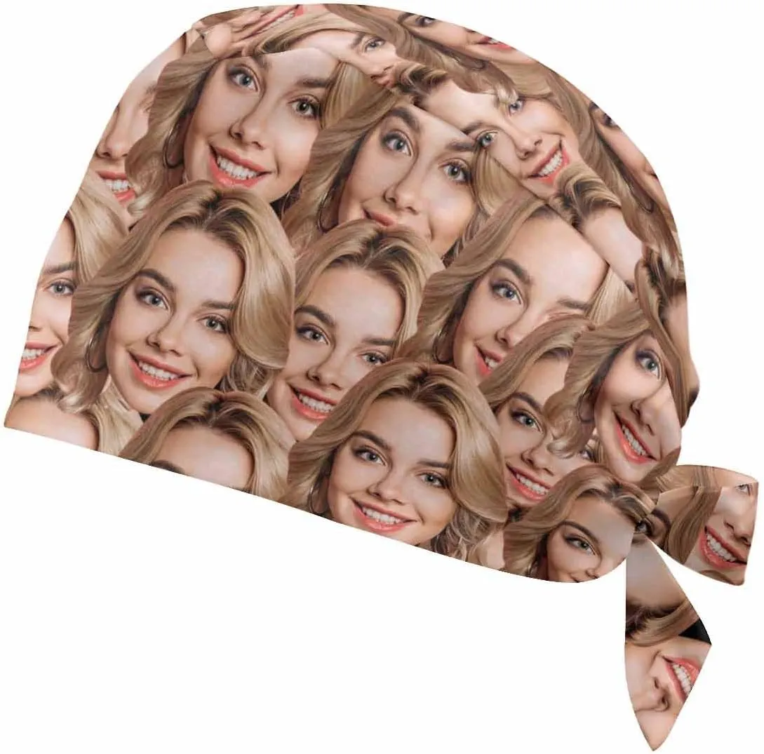 Custom Scrub Cap with Your Face Personalized Scrub Hat with Photos Text Stylish Working Hat for Women Men Adjustable