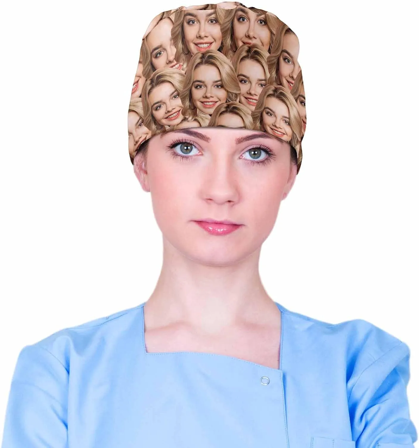 Custom Scrub Cap with Your Face Personalized Scrub Hat with Photos Text Stylish Working Hat for Women Men Adjustable