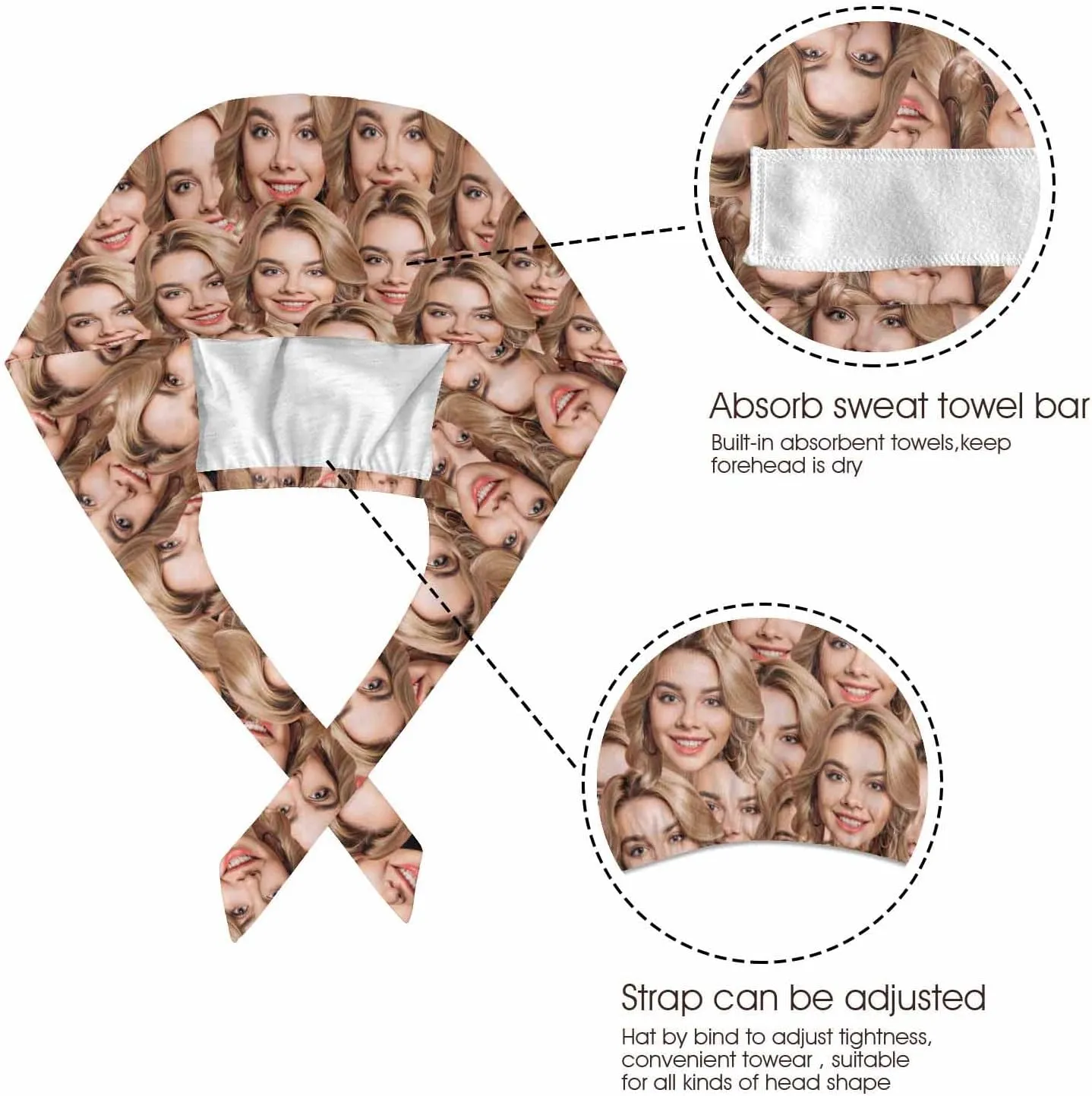 Custom Scrub Cap with Your Face Personalized Scrub Hat with Photos Text Stylish Working Hat for Women Men Adjustable