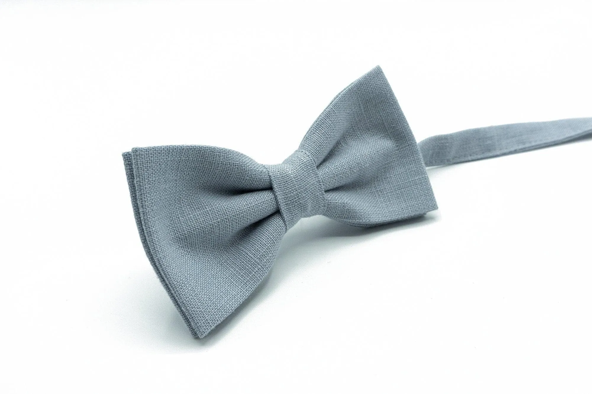 Dusty Blue Men's Tie Set with Bow Tie, Pocket Square, and Suspenders