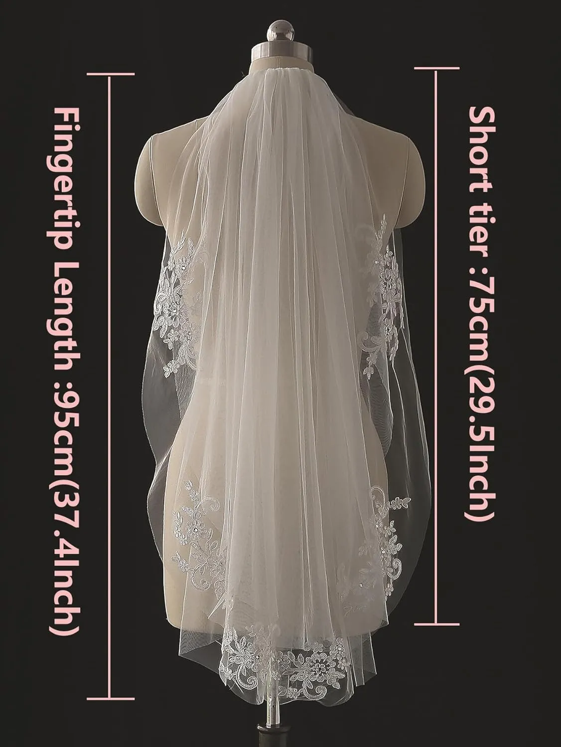 EllieHouse Women's Short 2 Tier Wedding Bridal Veil With Comb L24