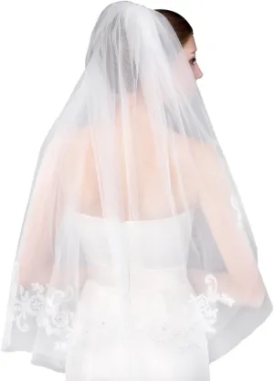 EllieHouse Women's Short 2 Tier Wedding Bridal Veil With Comb L24