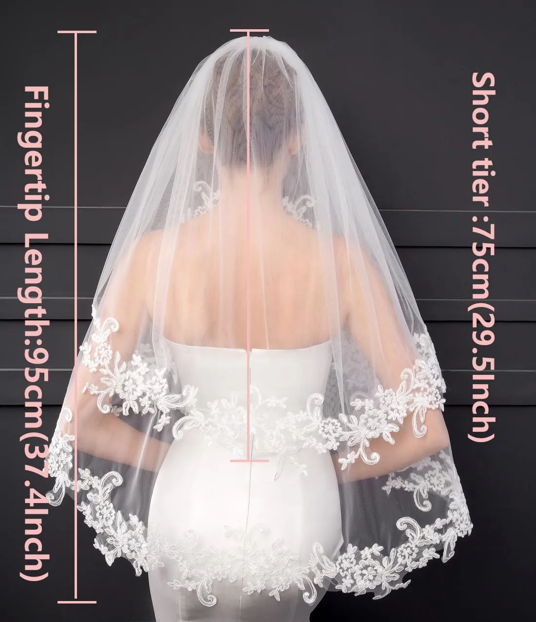 EllieHouse Women's Short 2 Tier Wedding Bridal Veil With Comb L24