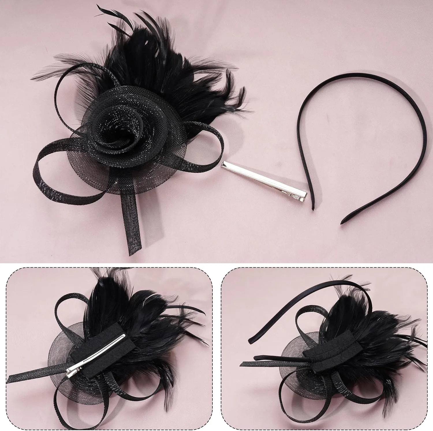 Fascinators Hat for Women Cocktail Wedding 20s Tea Party Headwear Gloves