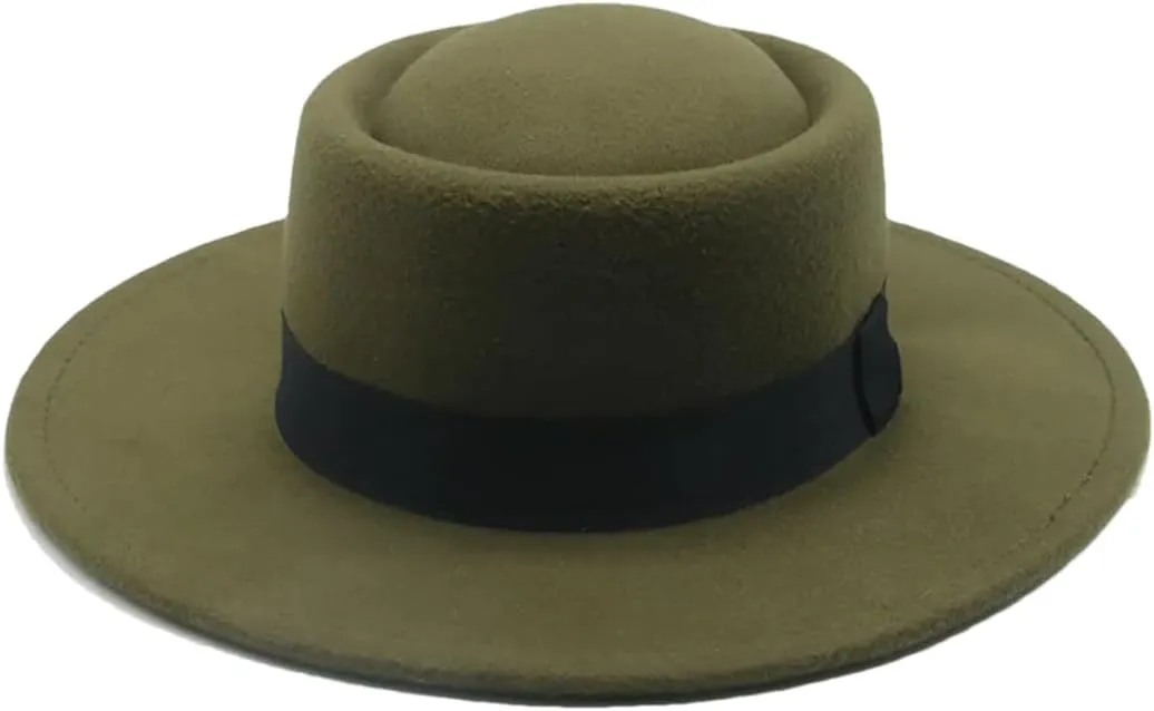Fedoras Women Hats Ribbon Band Belt Formal Hat Wide Brim Pork Pie Hat Sombreros 7 56-58cm