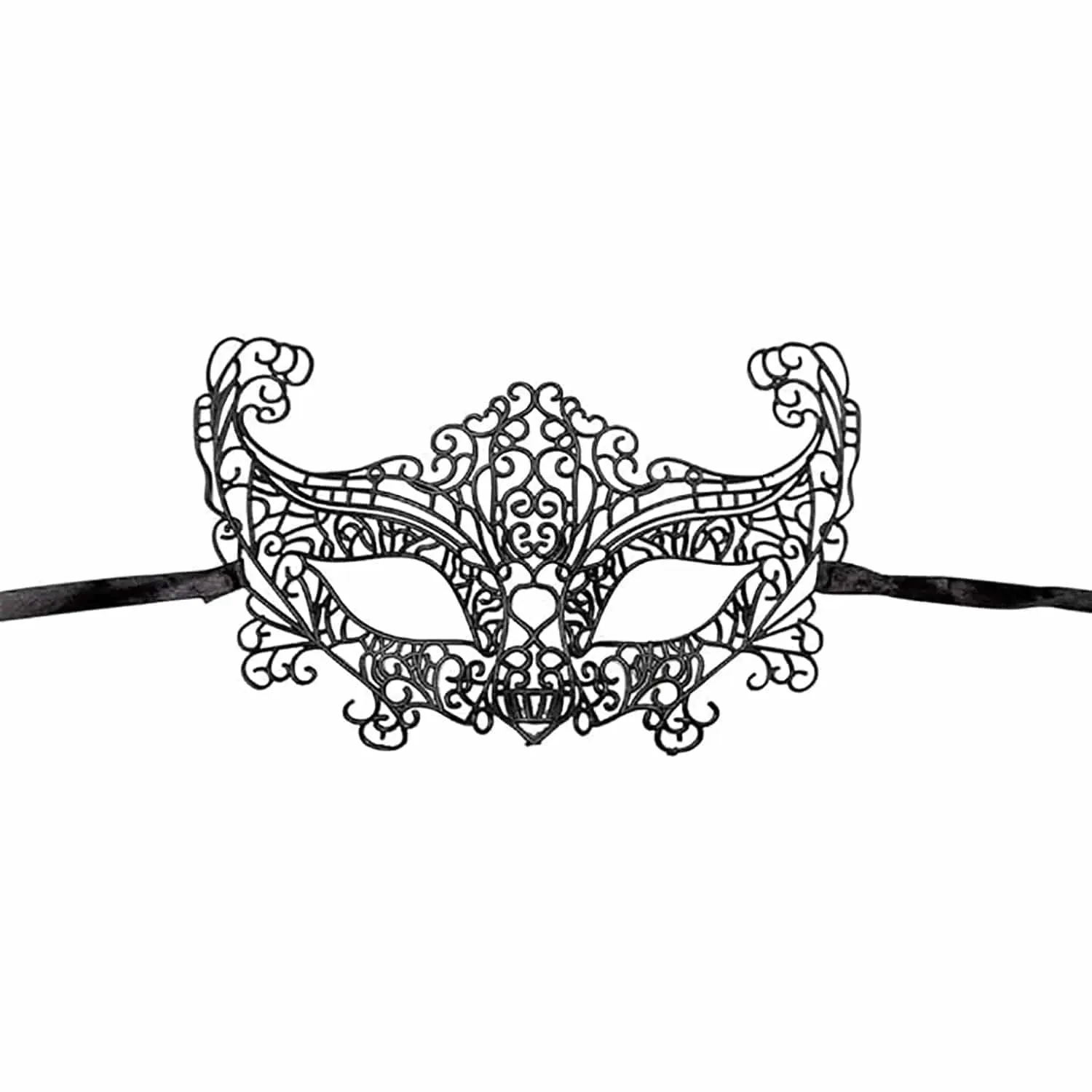 Filigree Eye Mask Black Lace Effect Masquerade Ball Face Cover