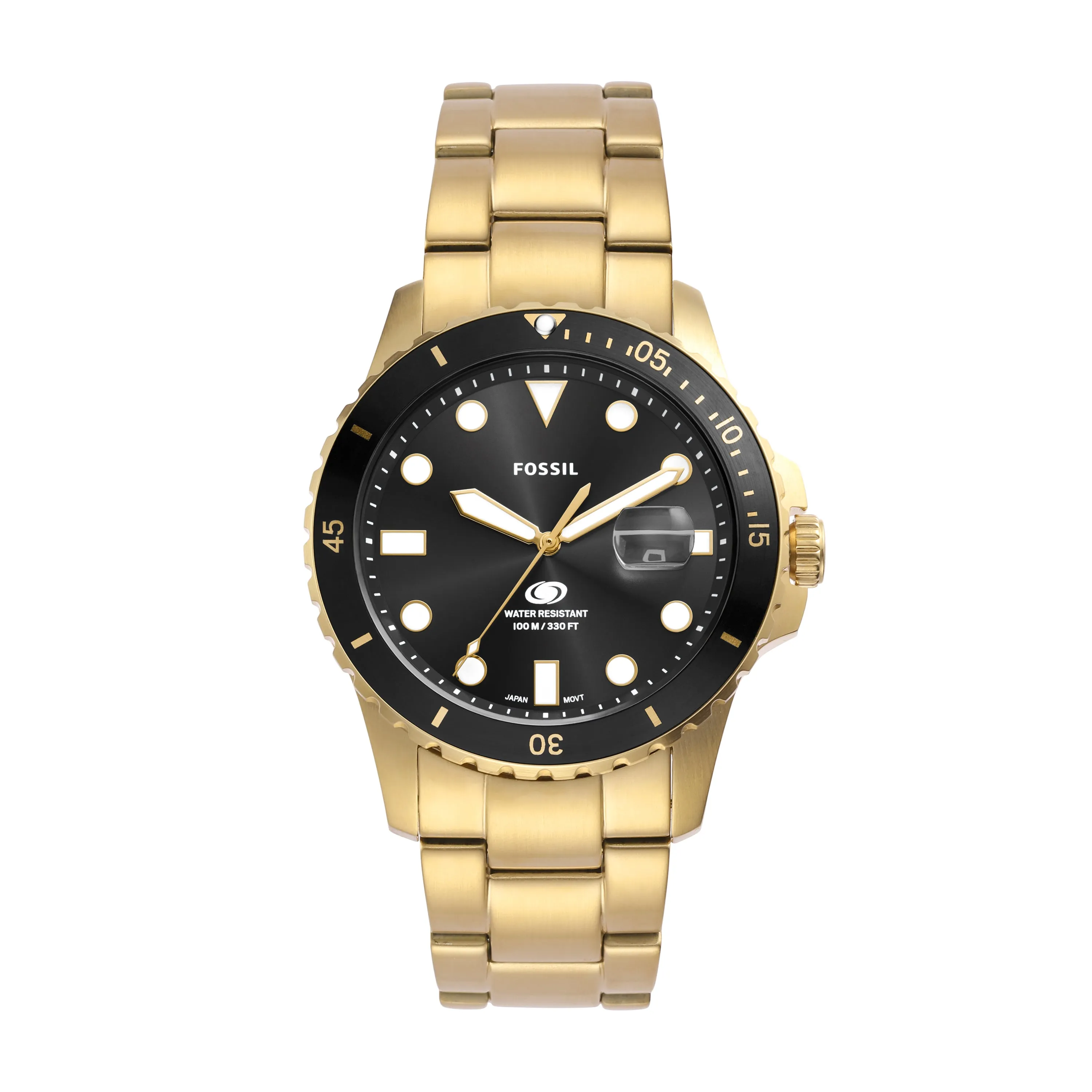 Fossil Gold Stainless Steel Black Dial Men's Watch FS6035