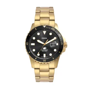 Fossil Gold Stainless Steel Black Dial Men's Watch FS6035