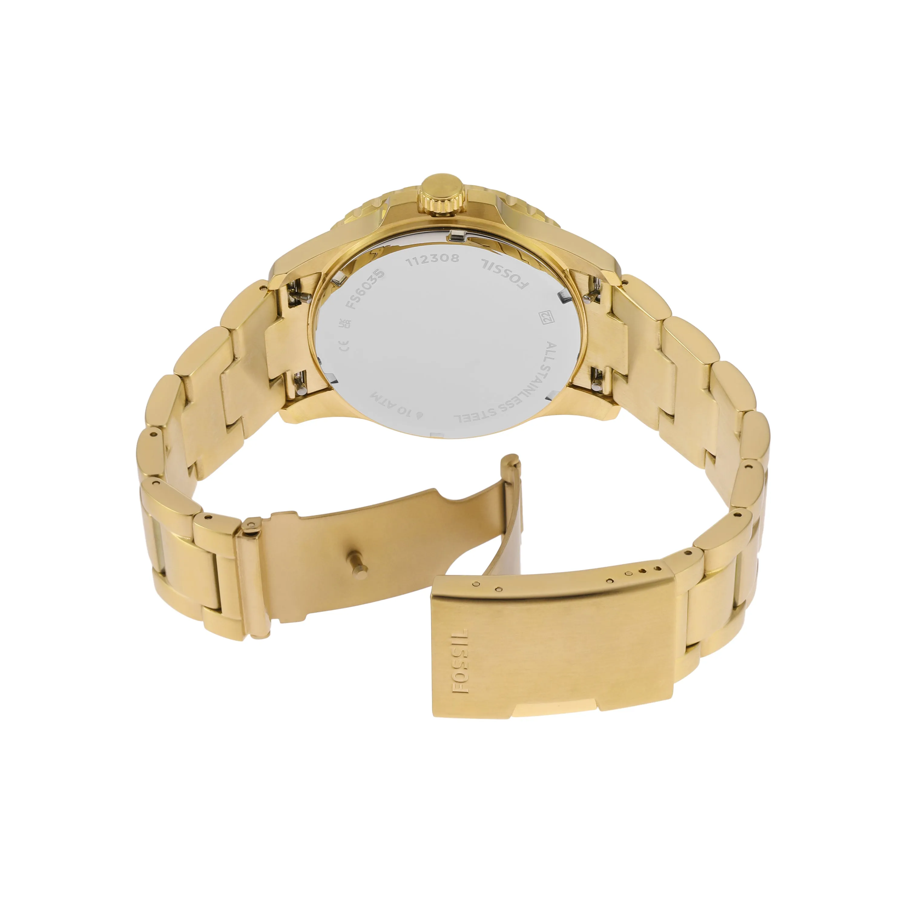 Fossil Gold Stainless Steel Black Dial Men's Watch FS6035