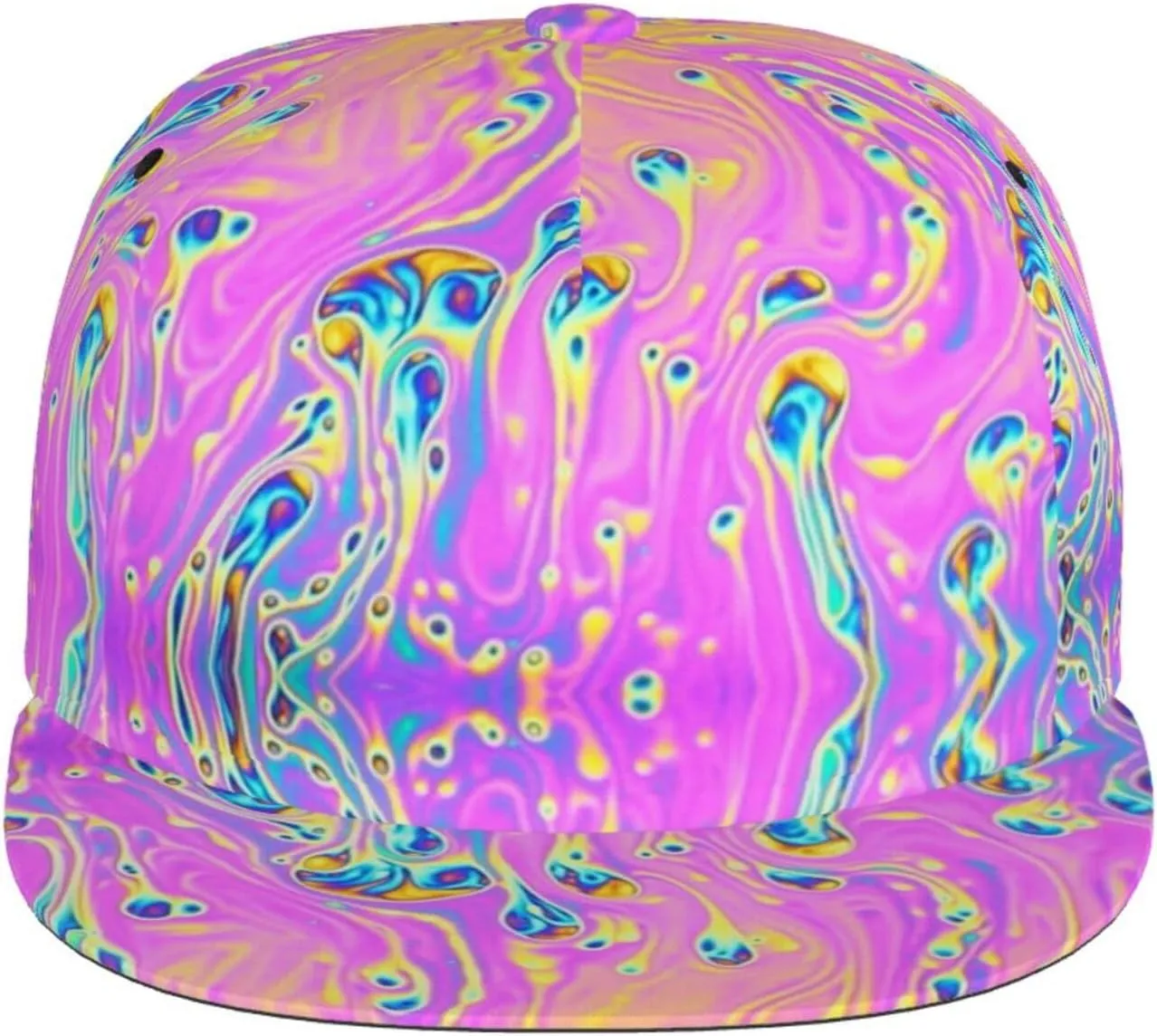 Funny Trippy Baseball Cap Men Women Rainbow Tie Dye Adjustable Snapback Flat Bill Hip Hop Hat