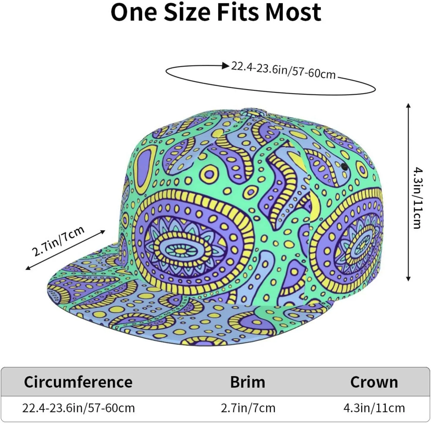 Funny Trippy Baseball Cap Men Women Rainbow Tie Dye Adjustable Snapback Flat Bill Hip Hop Hat