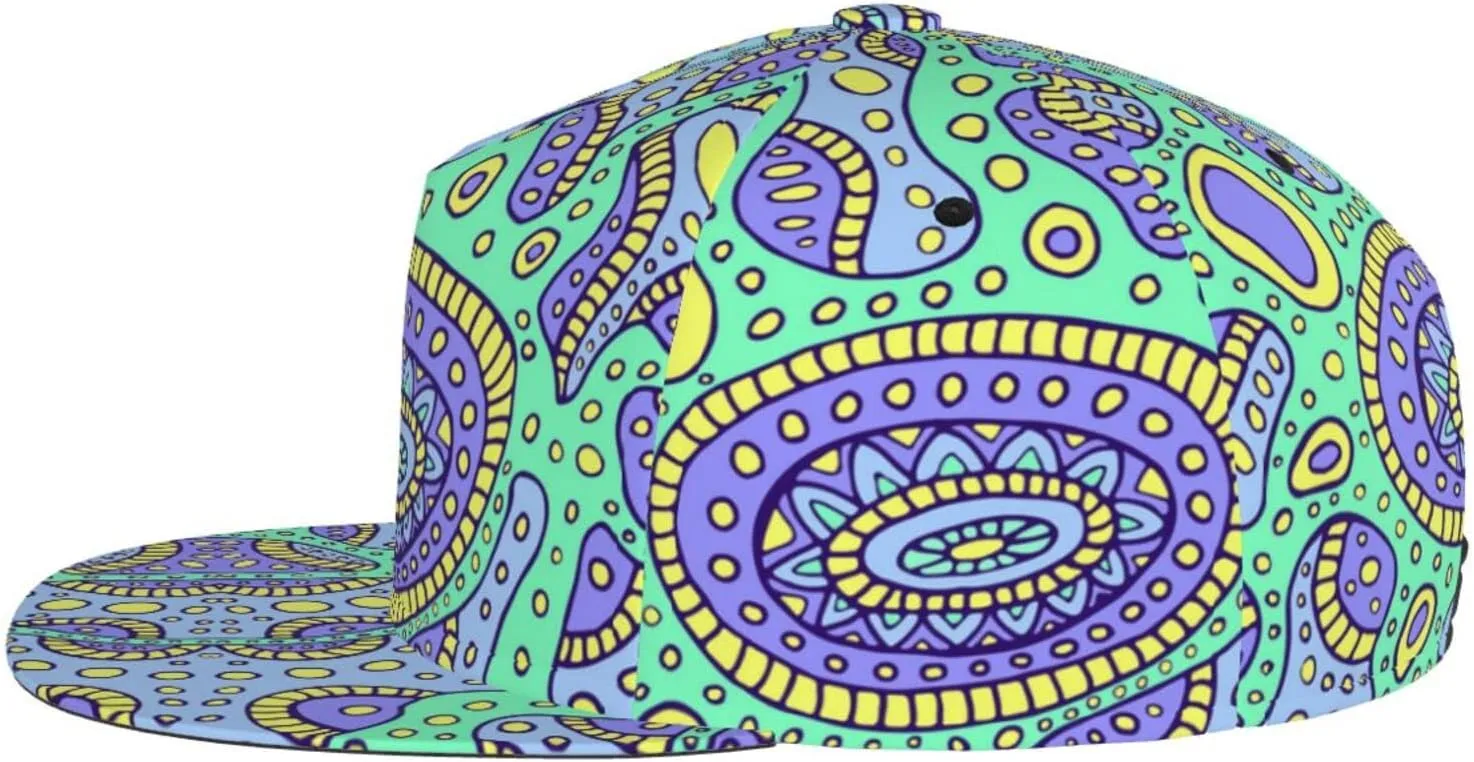 Funny Trippy Baseball Cap Men Women Rainbow Tie Dye Adjustable Snapback Flat Bill Hip Hop Hat