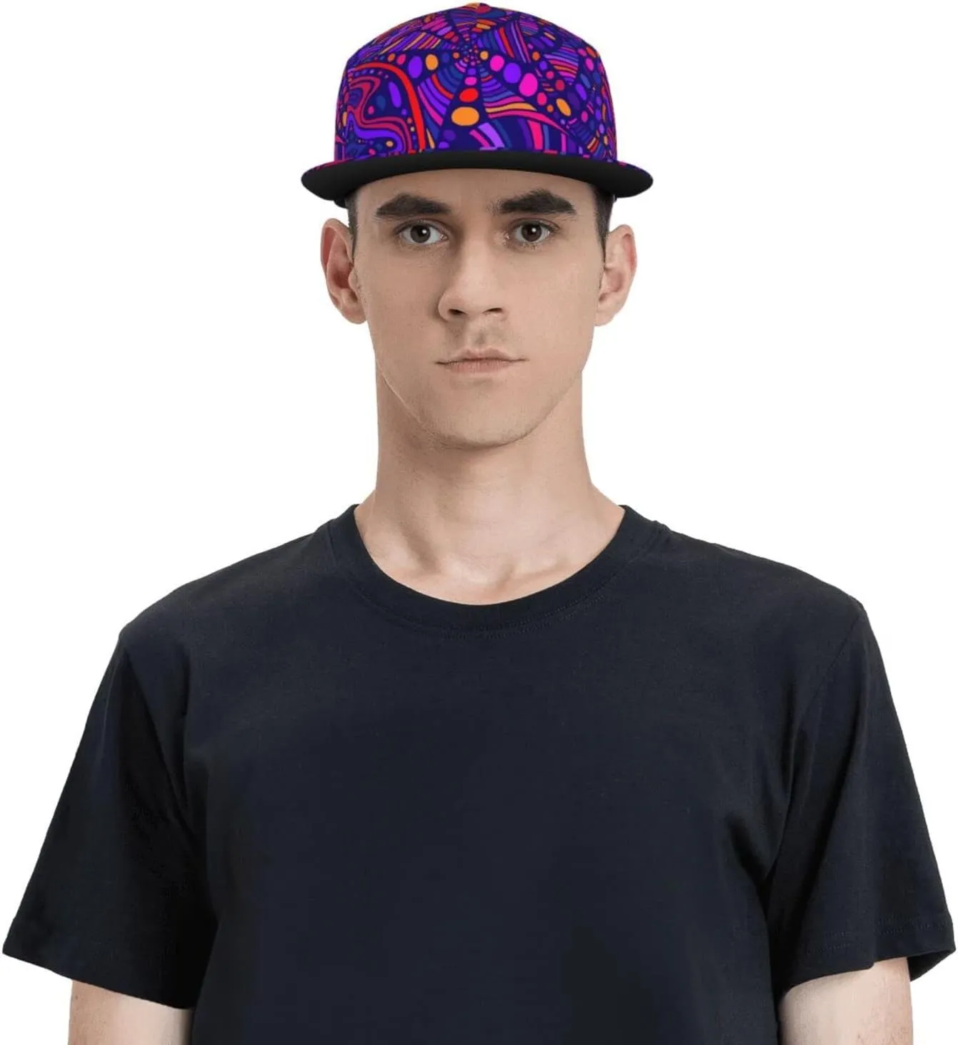 Funny Trippy Baseball Cap Men Women Rainbow Tie Dye Adjustable Snapback Flat Bill Hip Hop Hat